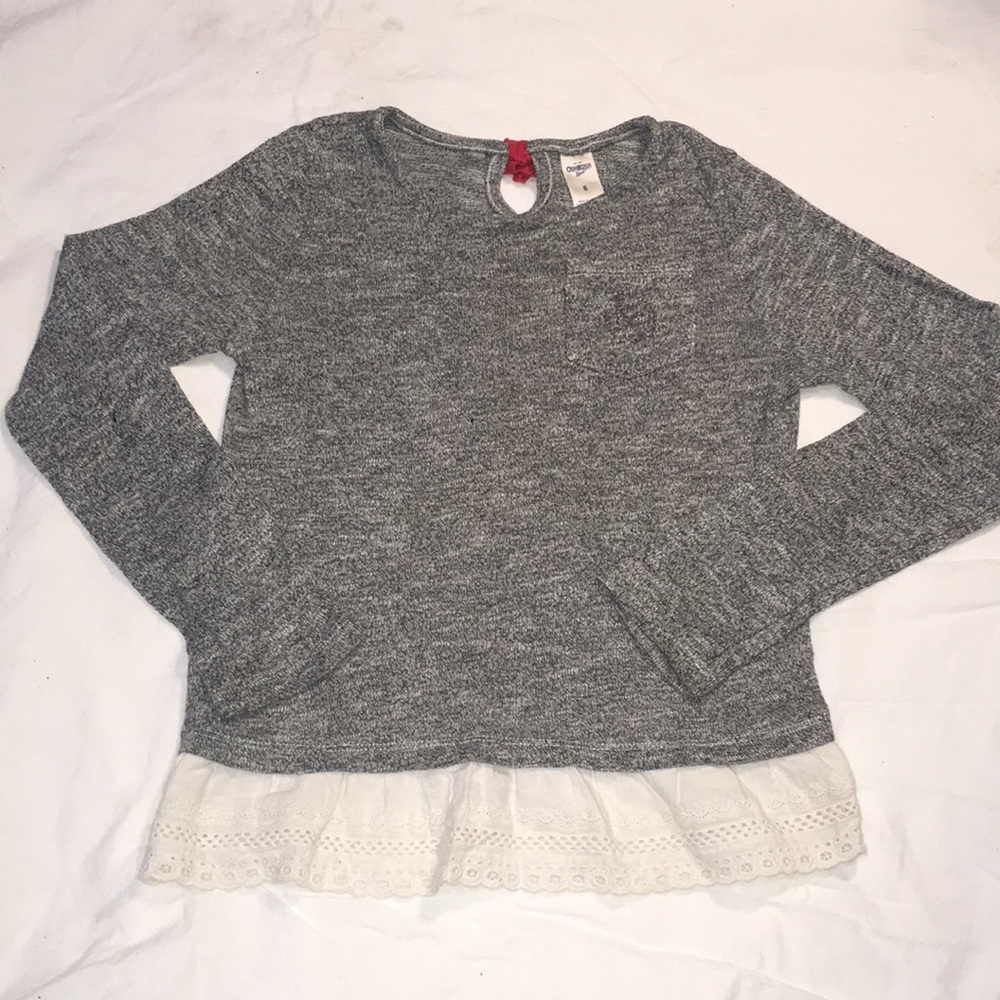 OshKosh B’gosh girls shirt. Size 8. Gray.